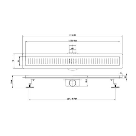  Трап лінійний 04E INOX SS304L Double Lock 600х70 з подвійним захистом, магнітним клапаном та класичною решіткою, (6557109)