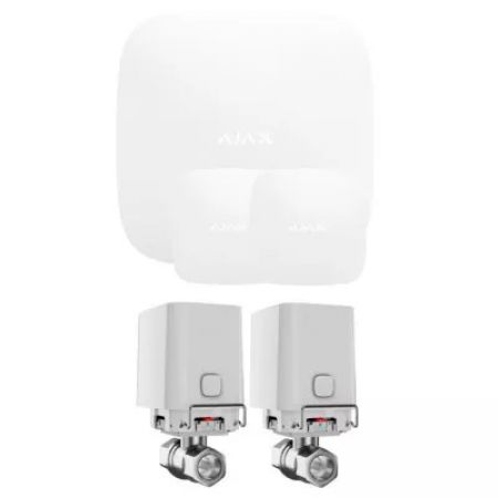  Комплект сигнализации  Ajax с 2 краном WaterStop 3/4" Ajax Hub2 + LeaksProtect 2шт Белый (006106)