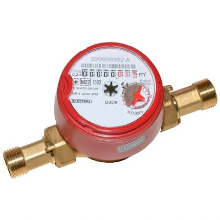  Счетчик воды BMeters GSD8-1  3/4"ГВ (30°С-90°С L=130 мм Qn= 4 м³/г)
