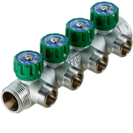  Коллектор FAR 4 отвода 3/4 x 1/2 TP (FK 3824 3412TP)