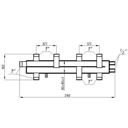  Коллектор с гидрострелкой Termojet Mini КГС31ВН125, без изоляции, 2 вверх+ 1низ (84040393L)