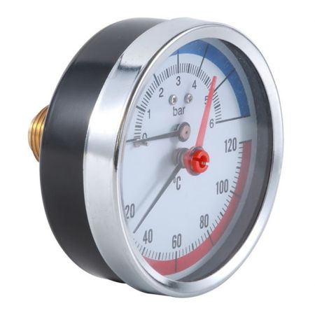  Термоманометр аксиальный Tervix Pro Line 80 0-6 бар 0-120 С с монтажным клапаном R1/2 (357817)