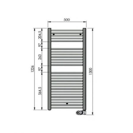  Электрический полотенцесушитель белый Zehnder Aura 1226х500 мм скрытый монтаж (PBEZ-120-50-MQ-HID)