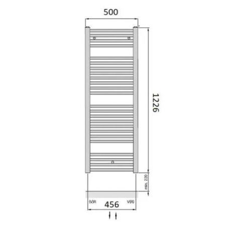  Полотенцесушитель водяной  белый Zehnder Virando 500х1226 мм (AB-120-050-9016)