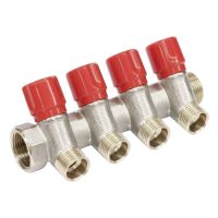 Коллектор Bianchi с вентелями Ø3/4" х 4 х 1/2"ЗР хром (красный) I=36 мм Коллектор Bianchi с вентелями Ø3/4" х 4 х 1/2"ЗР хром (красный) I=36 мм