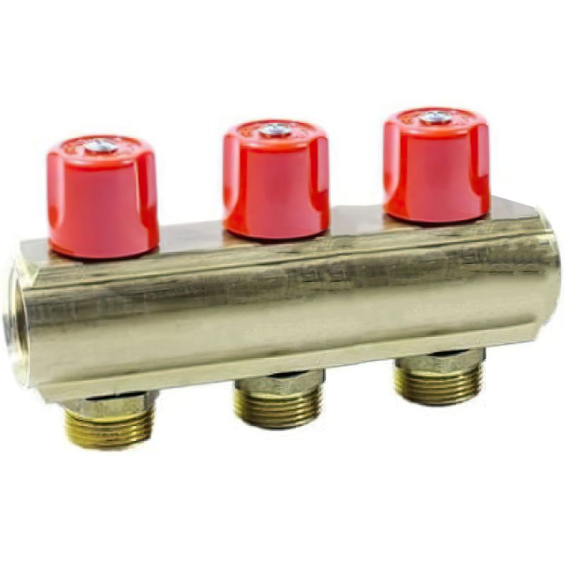 Коллектор Bianchi с вентелями Ø1" х 3 х 3/4"ЗР (красный) I=50 мм (233E06050A)