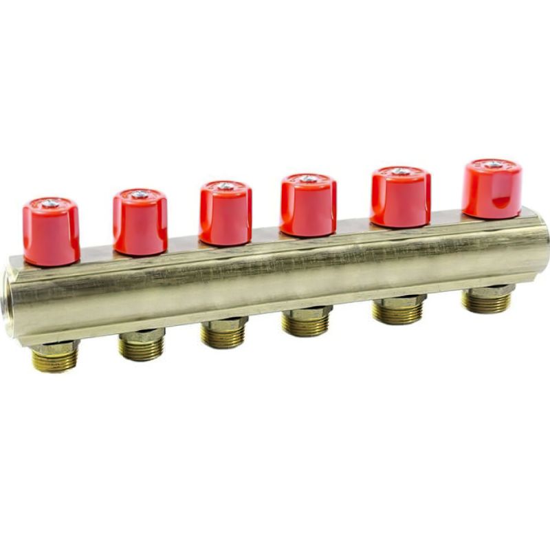 Коллектор Bianchi с вентелями Ø1" х 6 х 3/4"ЗР (красный) I=50 мм (236E06050A)