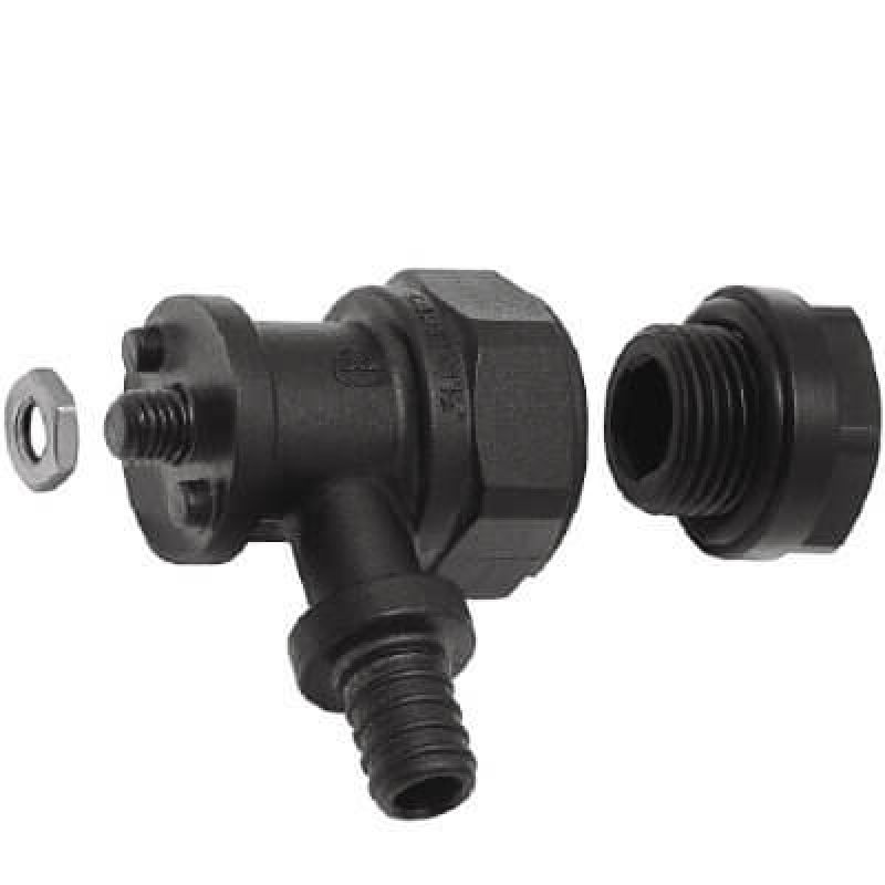  Уголок фиксируемый KAN-Therm PPSU Push с короткой полимерной заглушкой 18x2.5 G1/2 (1109285008)