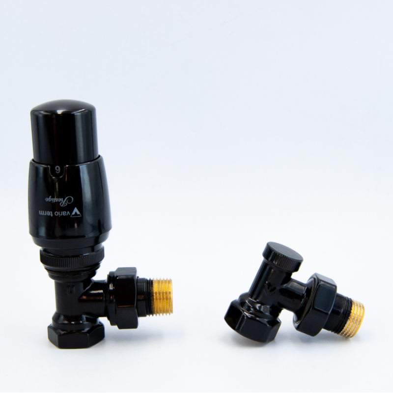 Комплект термостатичний Vario Term, ELEGANT, кутовий, глянцевий чорний, ELGS0213C/FK