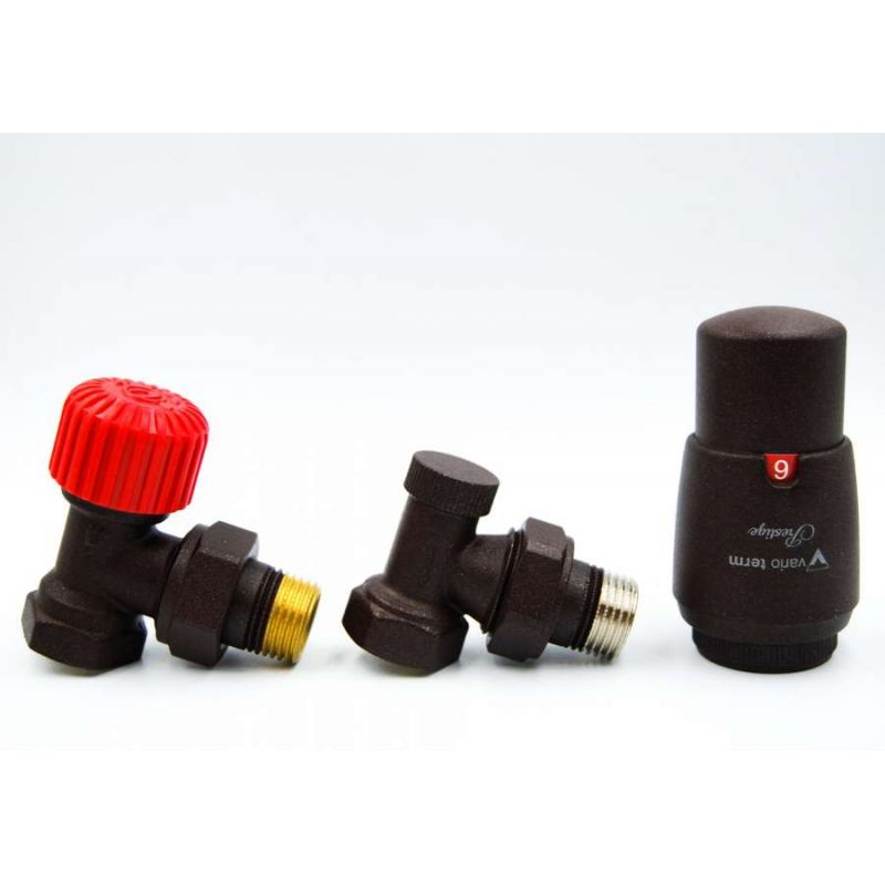Комплект термостатичний Vario Term, ELEGANT, кутовий,  матовий чорний, ELGS0224C/FK